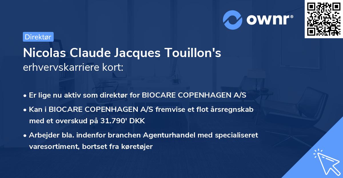 Nicolas Claude Jacques Touillon's erhvervskarriere kort