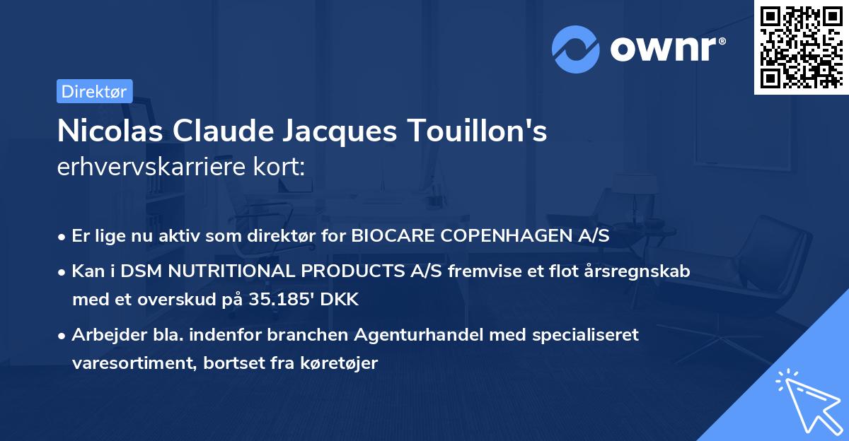 Nicolas Claude Jacques Touillon's erhvervskarriere kort