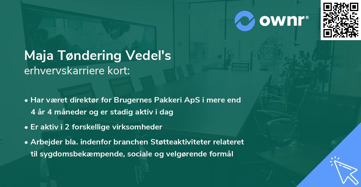 Maja Tøndering Vedel's erhvervskarriere kort