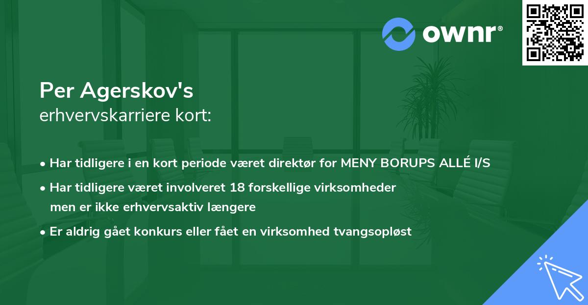 Per Agerskov's erhvervskarriere kort