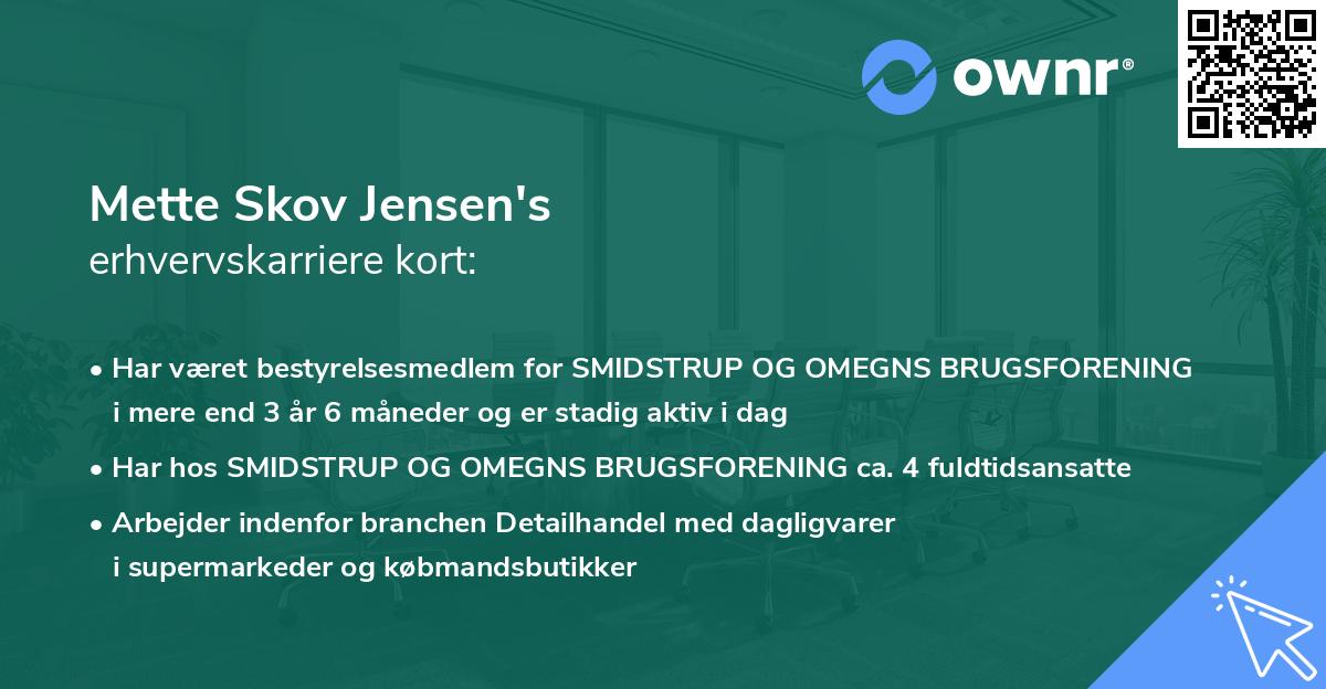 Mette Skov Jensen's erhvervskarriere kort