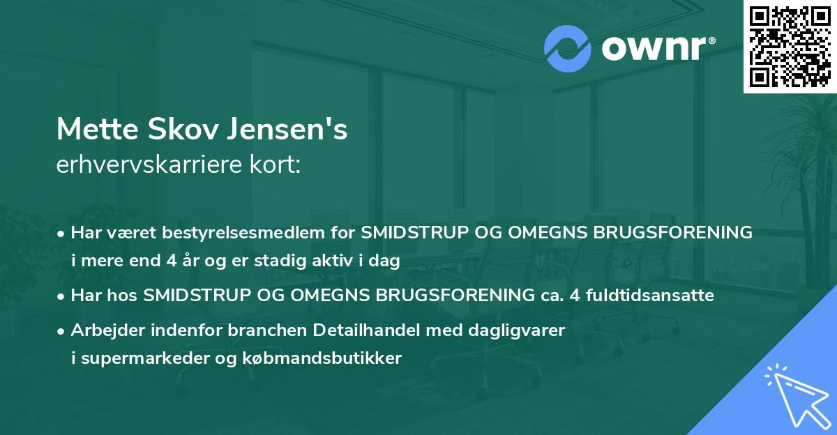 Mette Skov Jensen's erhvervskarriere kort