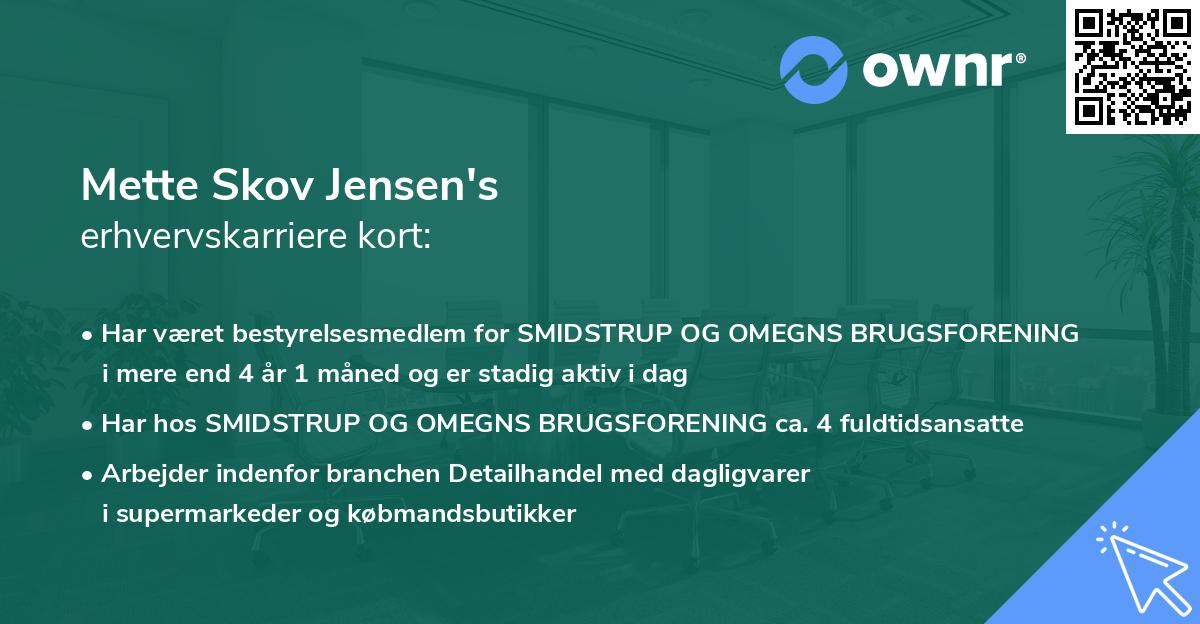 Mette Skov Jensen's erhvervskarriere kort