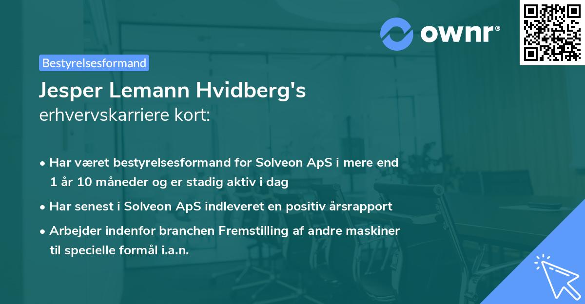 Jesper Lemann Hvidberg's erhvervskarriere kort