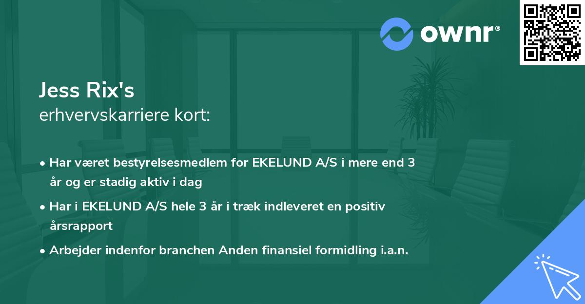 Jess Rix's erhvervskarriere kort