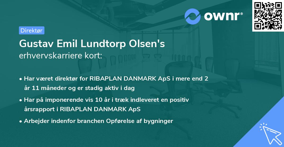 Gustav Emil Lundtorp Olsen's erhvervskarriere kort