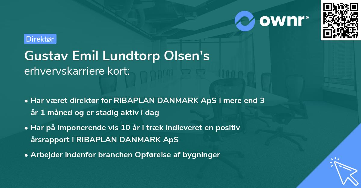Gustav Emil Lundtorp Olsen's erhvervskarriere kort
