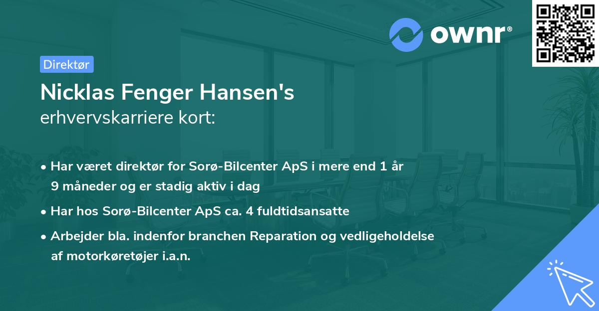 Nicklas Fenger Hansen's erhvervskarriere kort