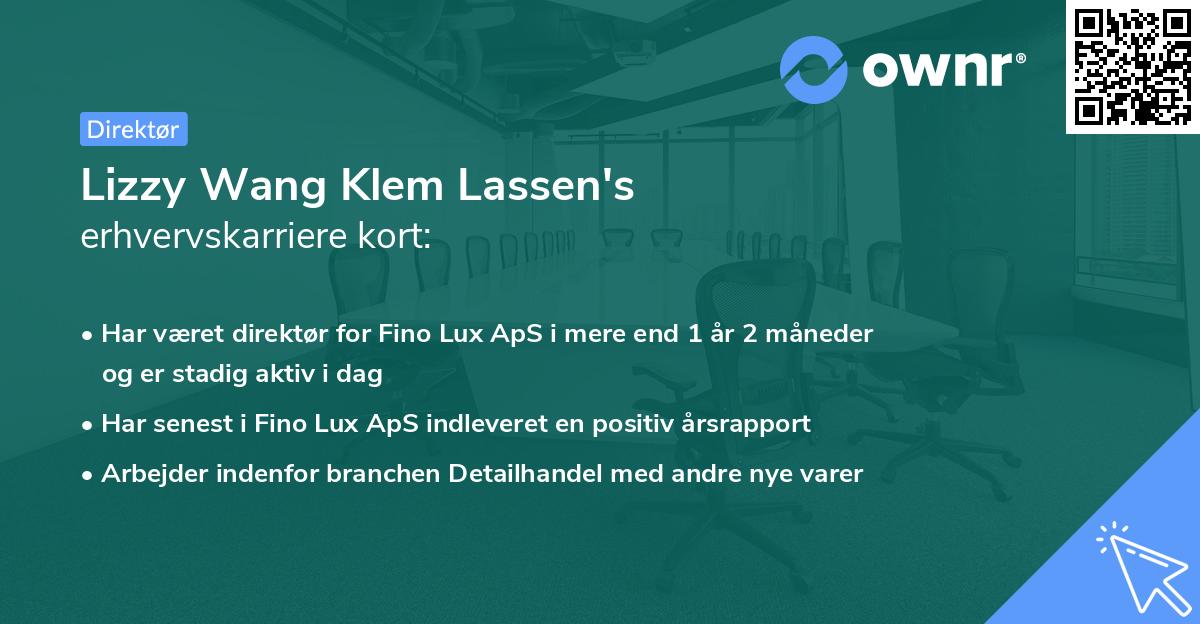 Lizzy Wang Klem Lassen's erhvervskarriere kort