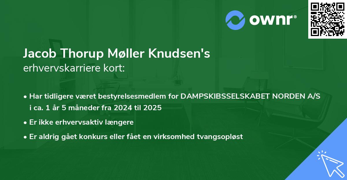 Jacob Thorup Møller Knudsen's erhvervskarriere kort