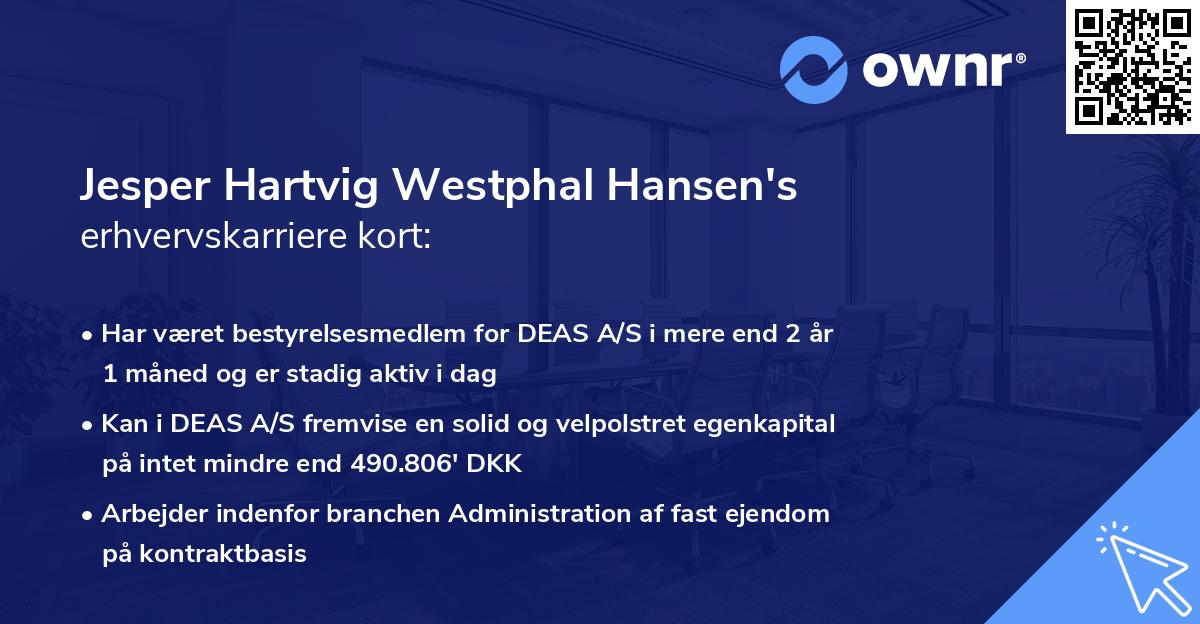 Jesper Hartvig Westphal Hansen's erhvervskarriere kort
