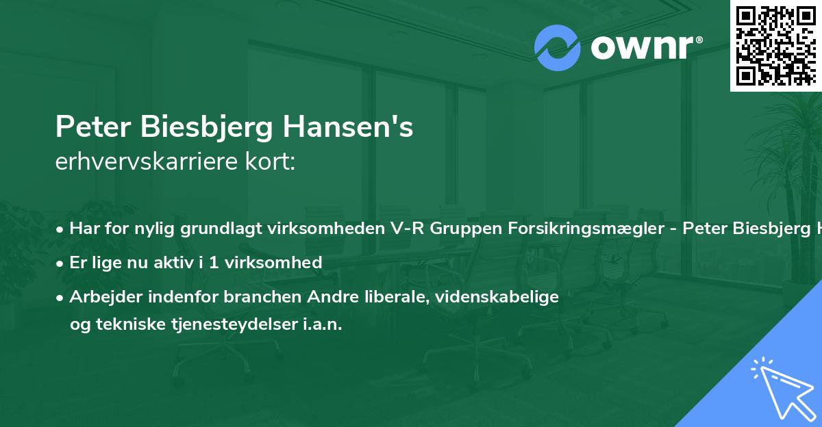 Peter Biesbjerg Hansen's erhvervskarriere kort