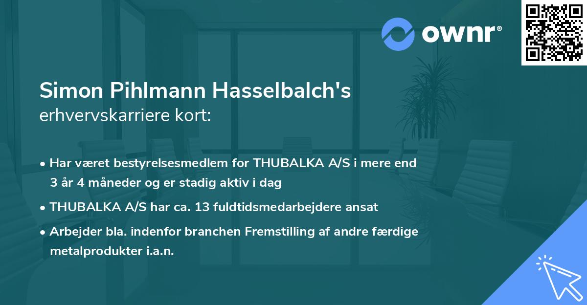 Simon Pihlmann Hasselbalch's erhvervskarriere kort