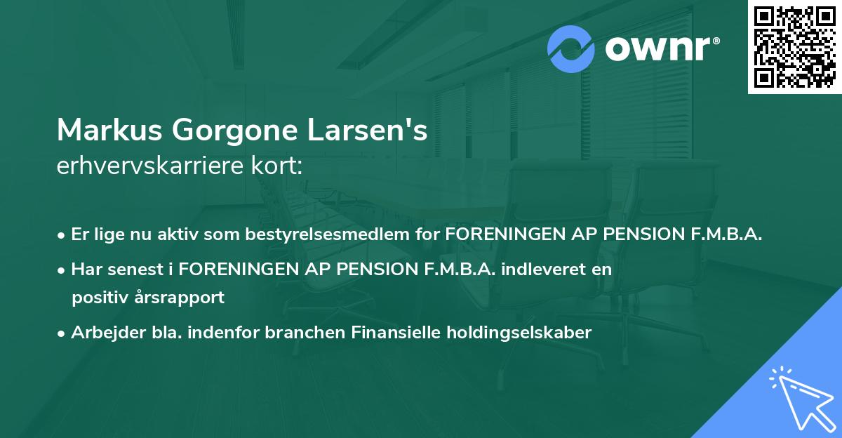 Markus Gorgone Larsen's erhvervskarriere kort