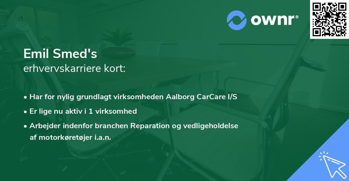 Emil Smed's erhvervskarriere kort