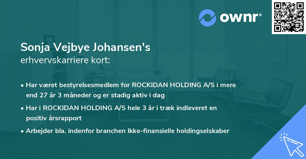 Sonja Vejbye Johansen's erhvervskarriere kort