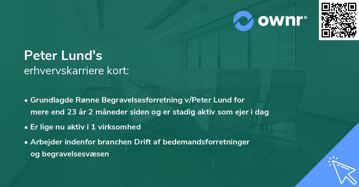 Peter Lund's erhvervskarriere kort