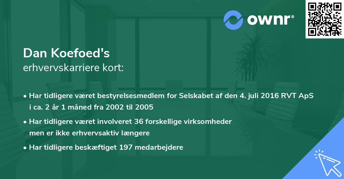 Dan Koefoed's erhvervskarriere kort