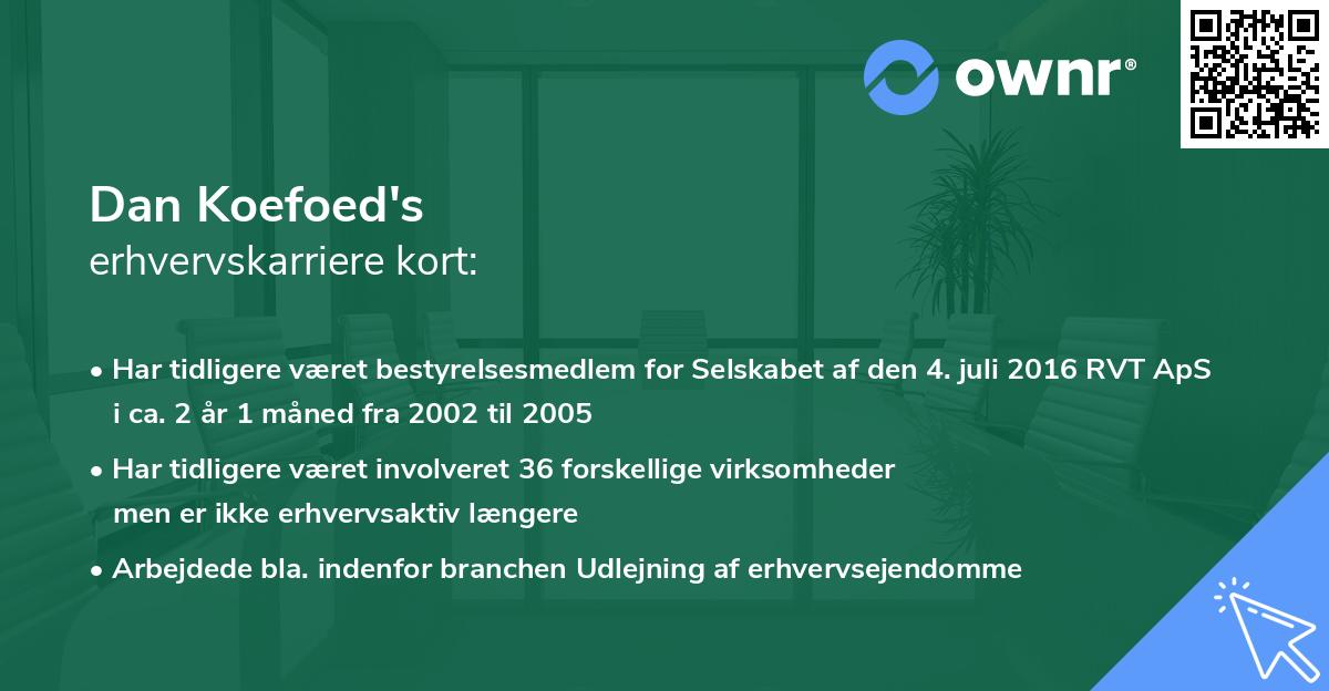 Dan Koefoed's erhvervskarriere kort