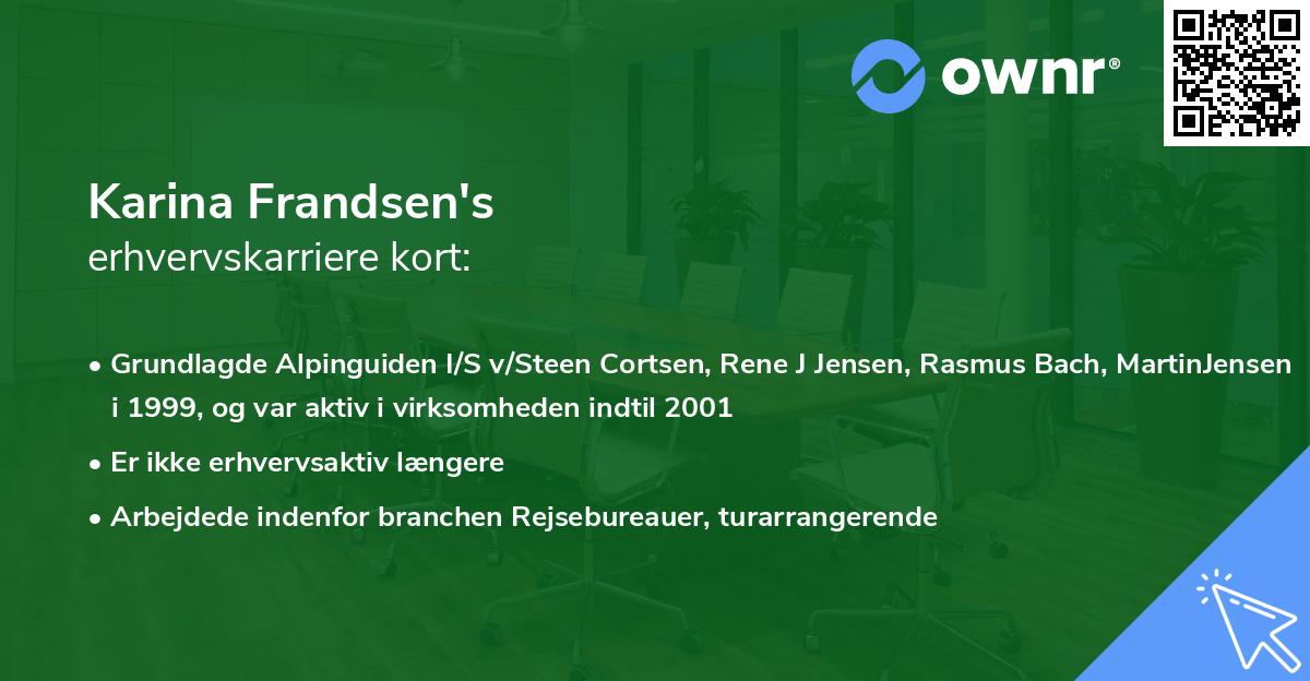Karina Frandsen's erhvervskarriere kort