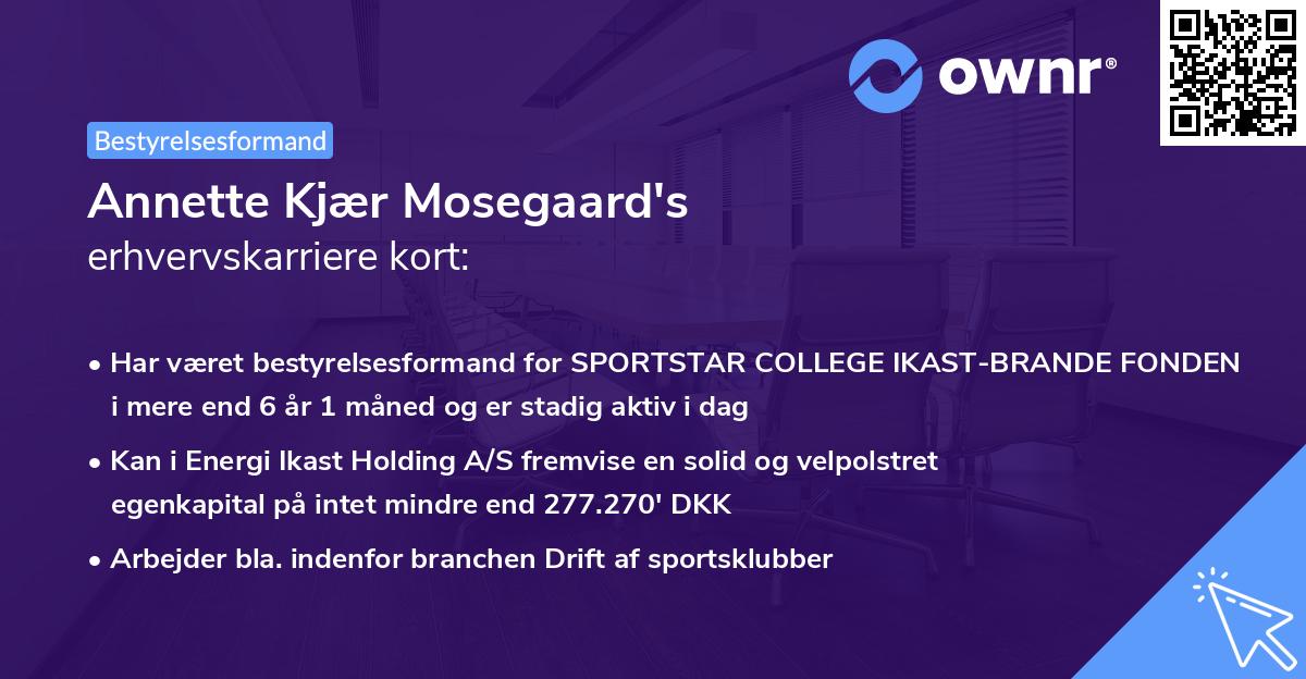 Annette Kjær Mosegaard's erhvervskarriere kort