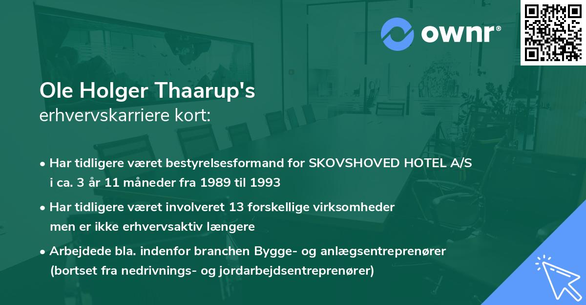Ole Holger Thaarup's erhvervskarriere kort