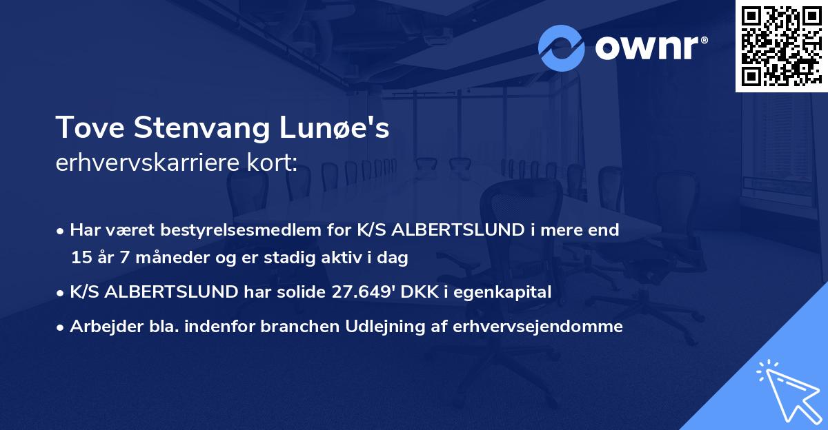 Tove Stenvang Lunøe's erhvervskarriere kort
