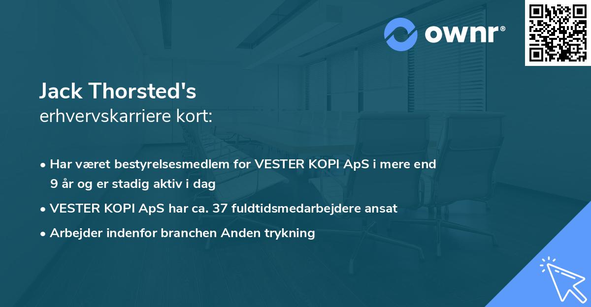 Jack Thorsted's erhvervskarriere kort