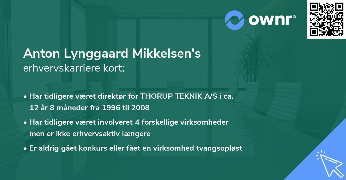 Anton Lynggaard Mikkelsen's erhvervskarriere kort