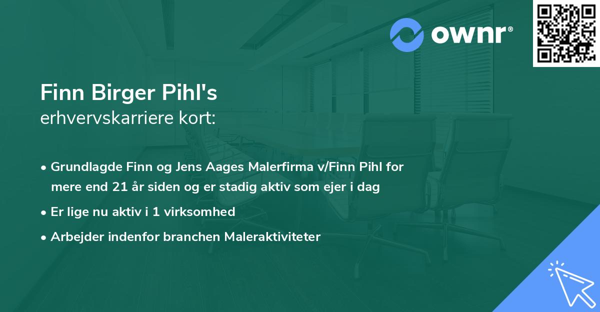 Finn Birger Pihl's erhvervskarriere kort