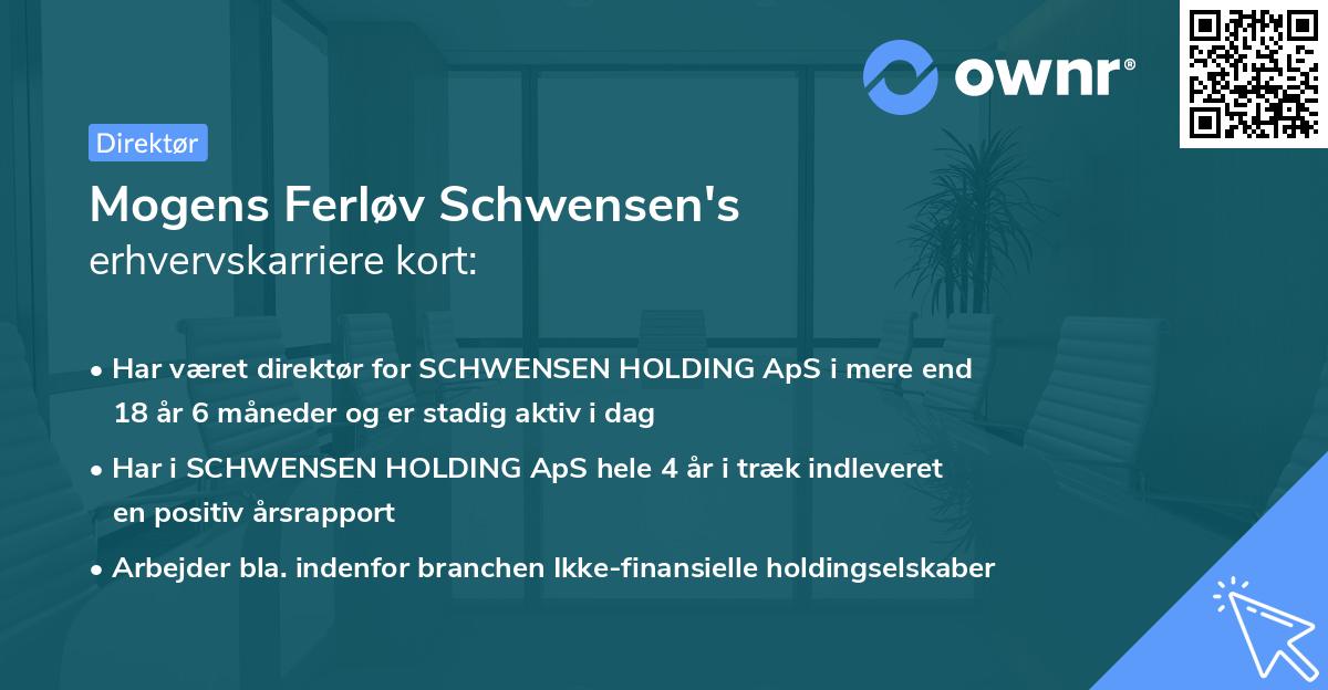 Mogens Ferløv Schwensen's erhvervskarriere kort