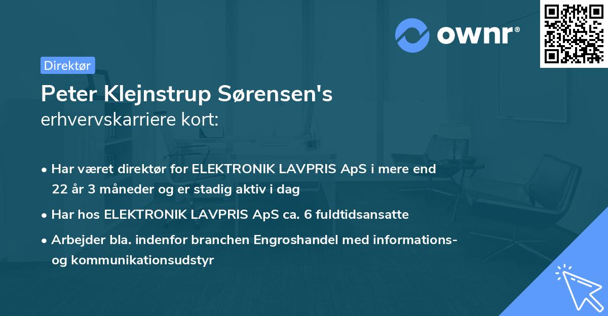 Peter Klejnstrup Sørensen's erhvervskarriere kort