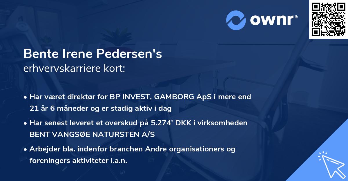 Bente Irene Pedersen's erhvervskarriere kort