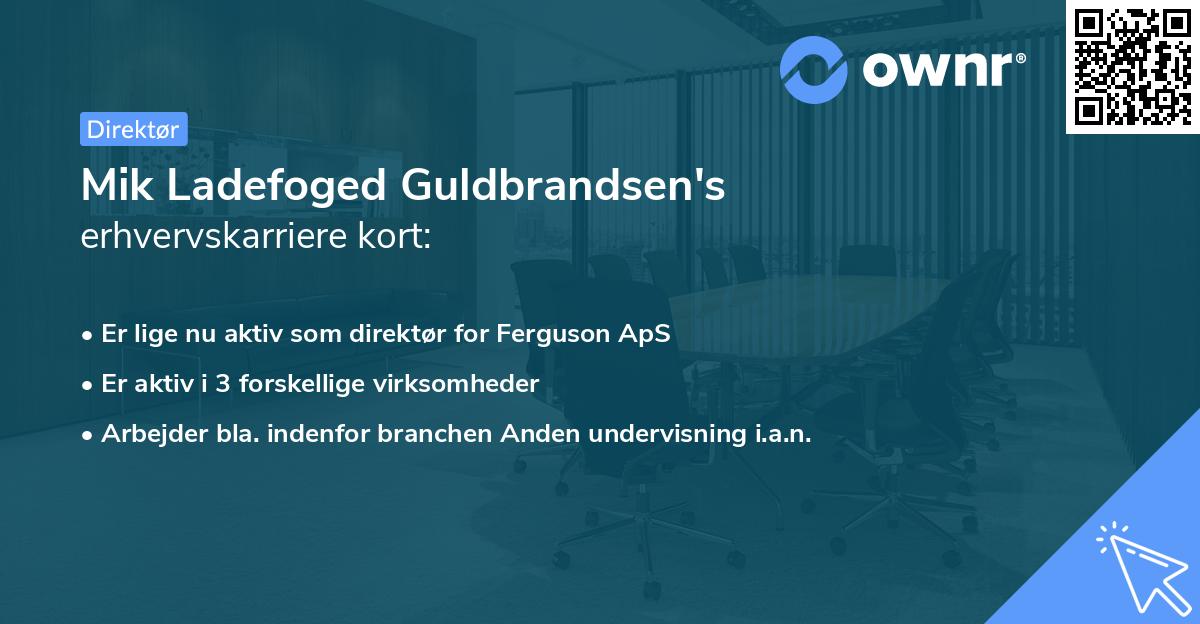 Mik Ladefoged Guldbrandsen's erhvervskarriere kort
