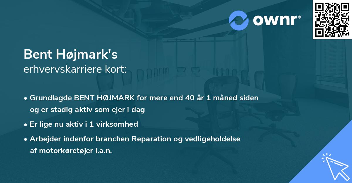 Bent Højmark's erhvervskarriere kort