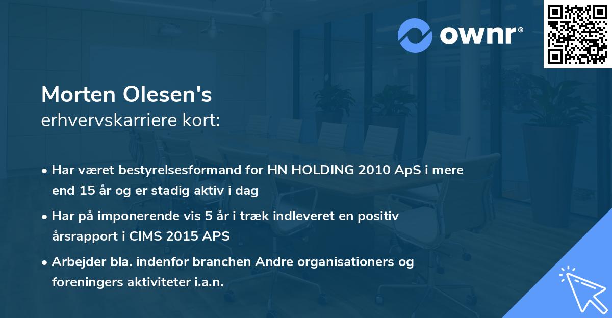 Morten Olesen's erhvervskarriere kort