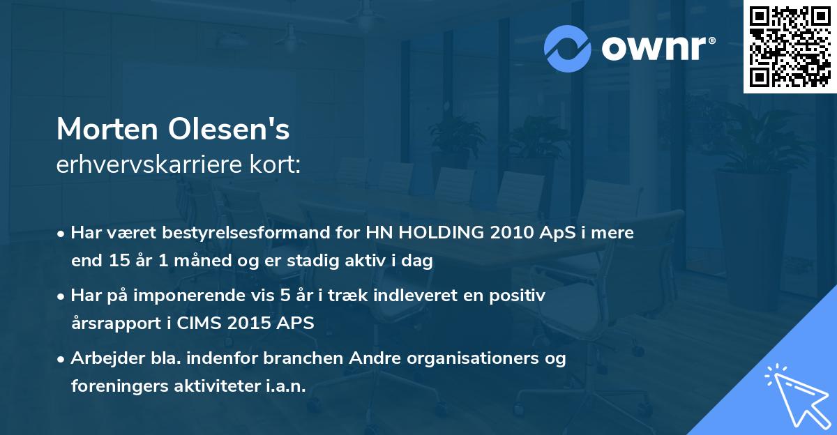 Morten Olesen's erhvervskarriere kort