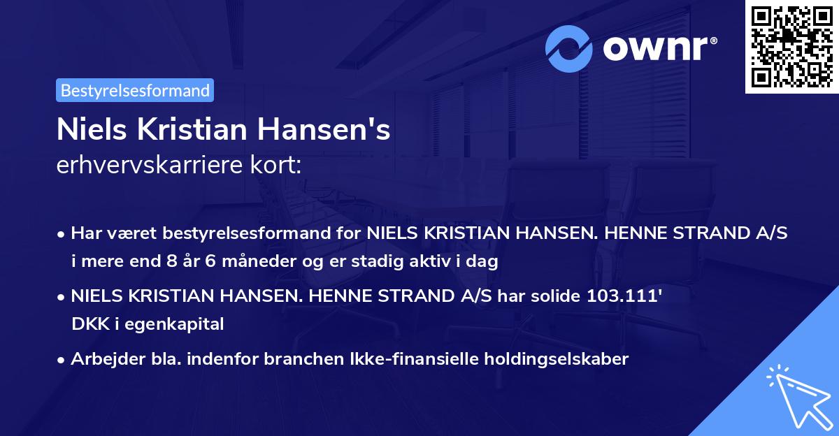 Niels Kristian Hansen's erhvervskarriere kort