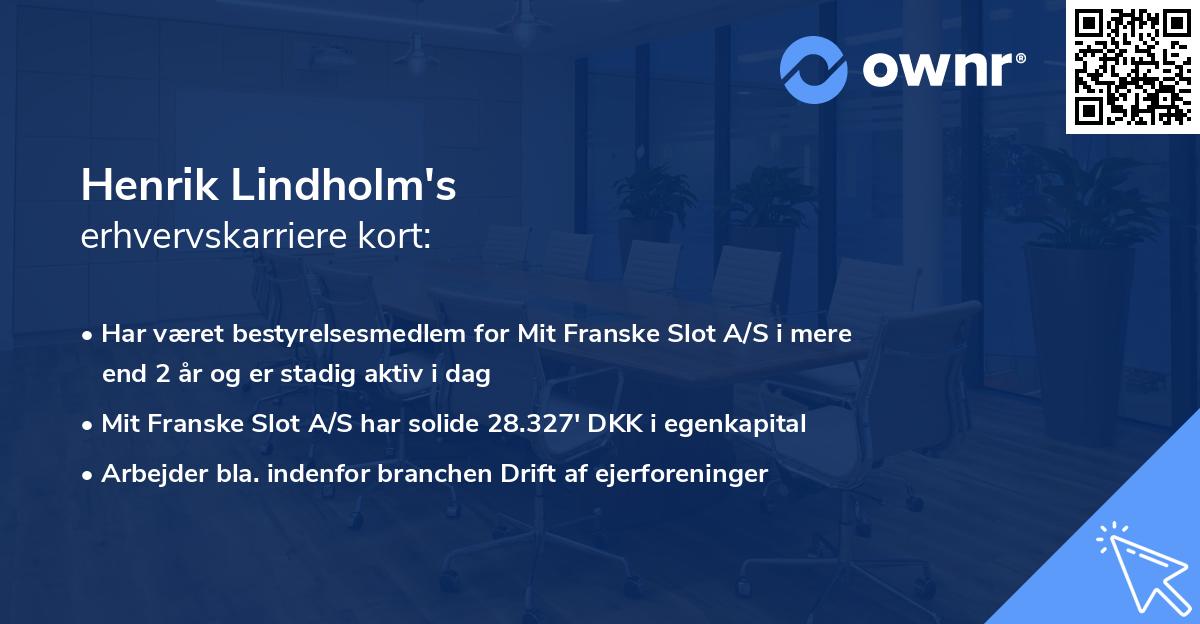 Henrik Lindholm's erhvervskarriere kort