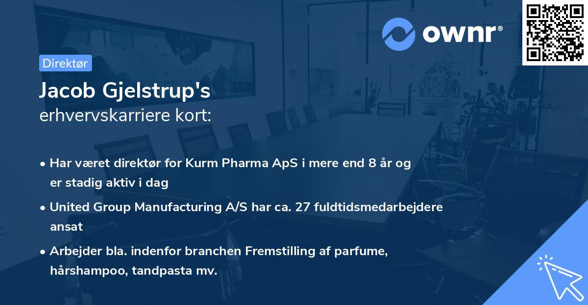 Jacob Gjelstrup's erhvervskarriere kort