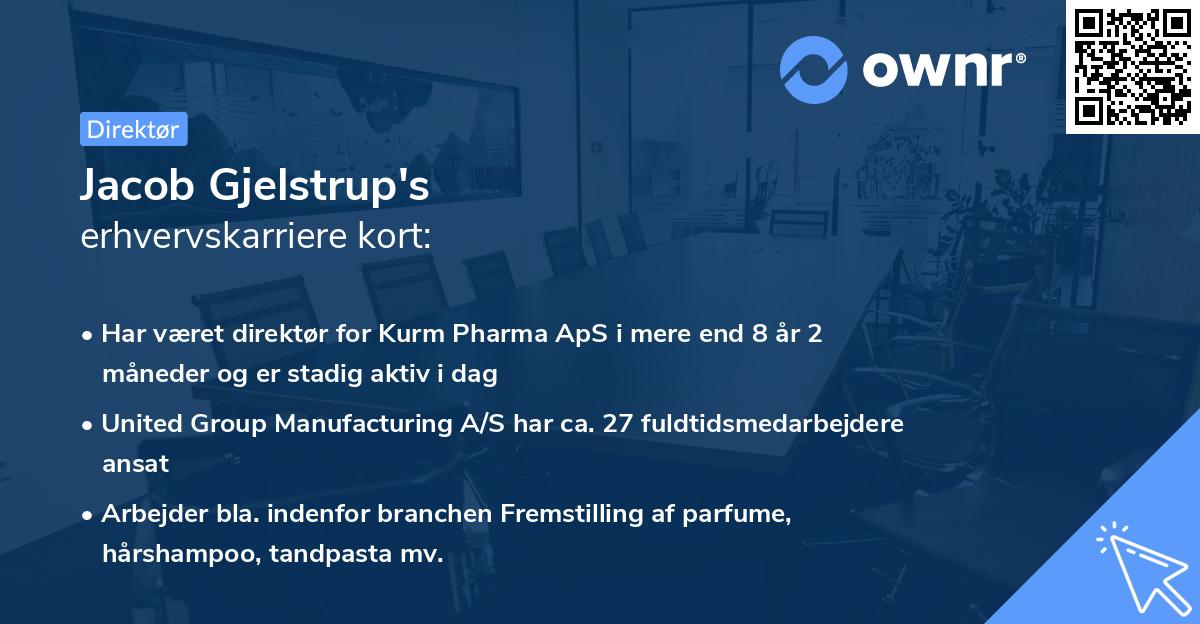 Jacob Gjelstrup's erhvervskarriere kort