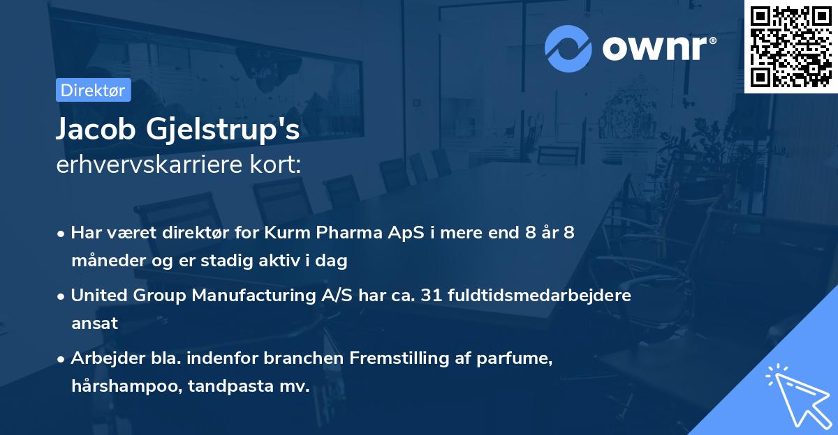 Jacob Gjelstrup's erhvervskarriere kort