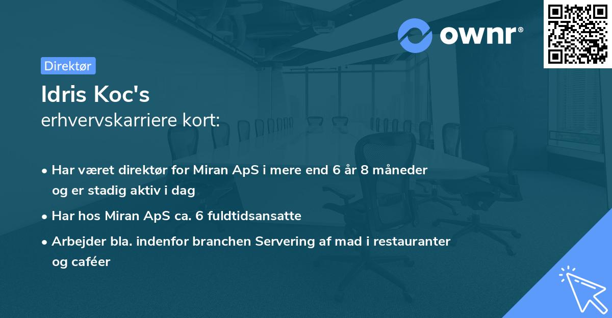 Idris Koc's erhvervskarriere kort