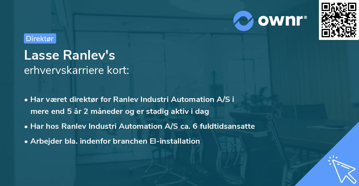 Lasse Ranlev's erhvervskarriere kort