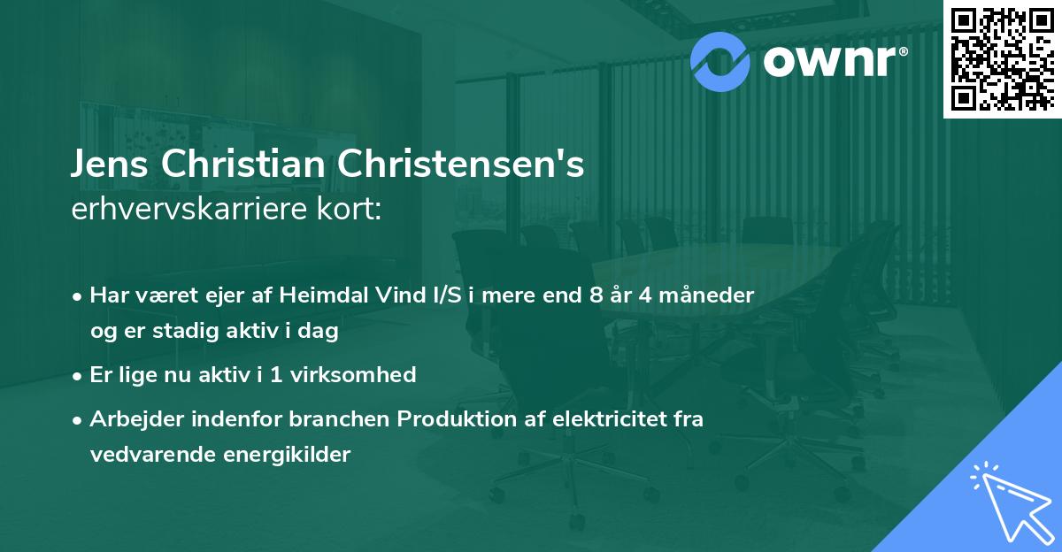 Jens Christian Christensen's erhvervskarriere kort