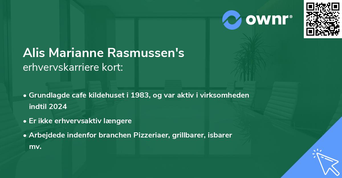 Alis Marianne Rasmussen's erhvervskarriere kort