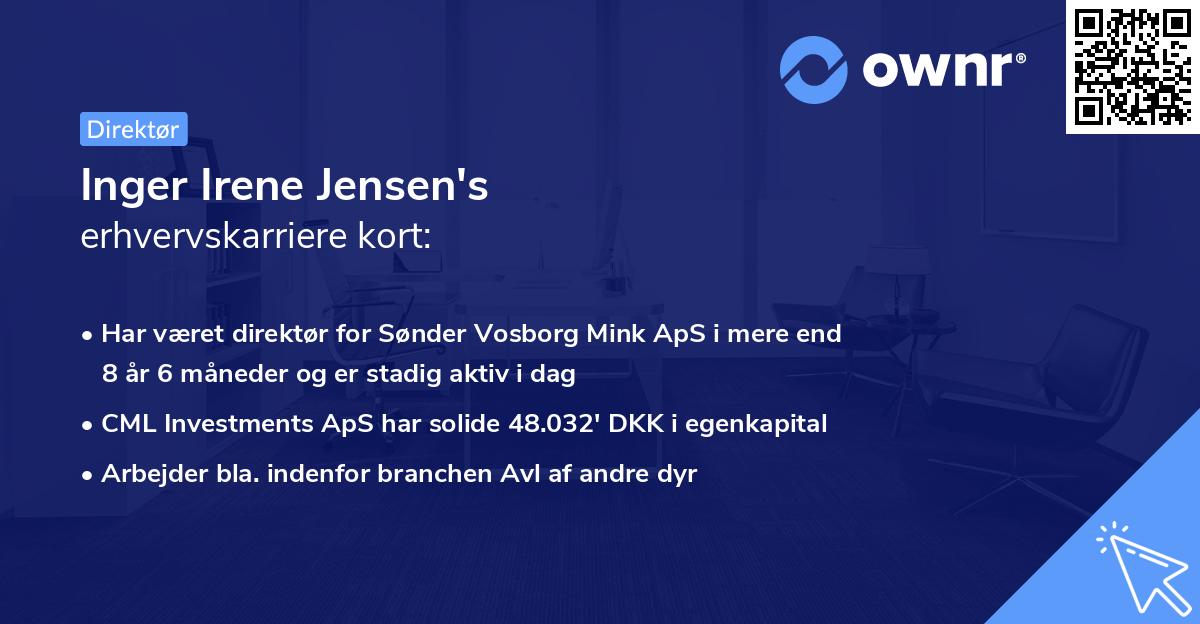 Inger Irene Jensen's erhvervskarriere kort