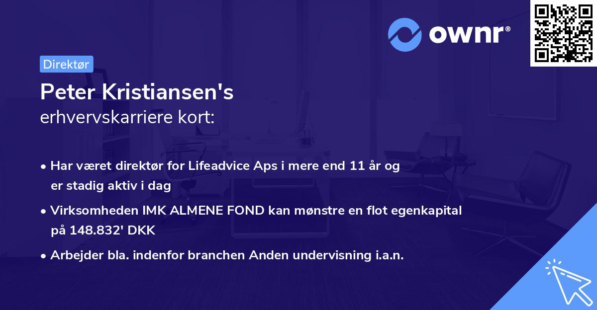 Peter Kristiansen's erhvervskarriere kort