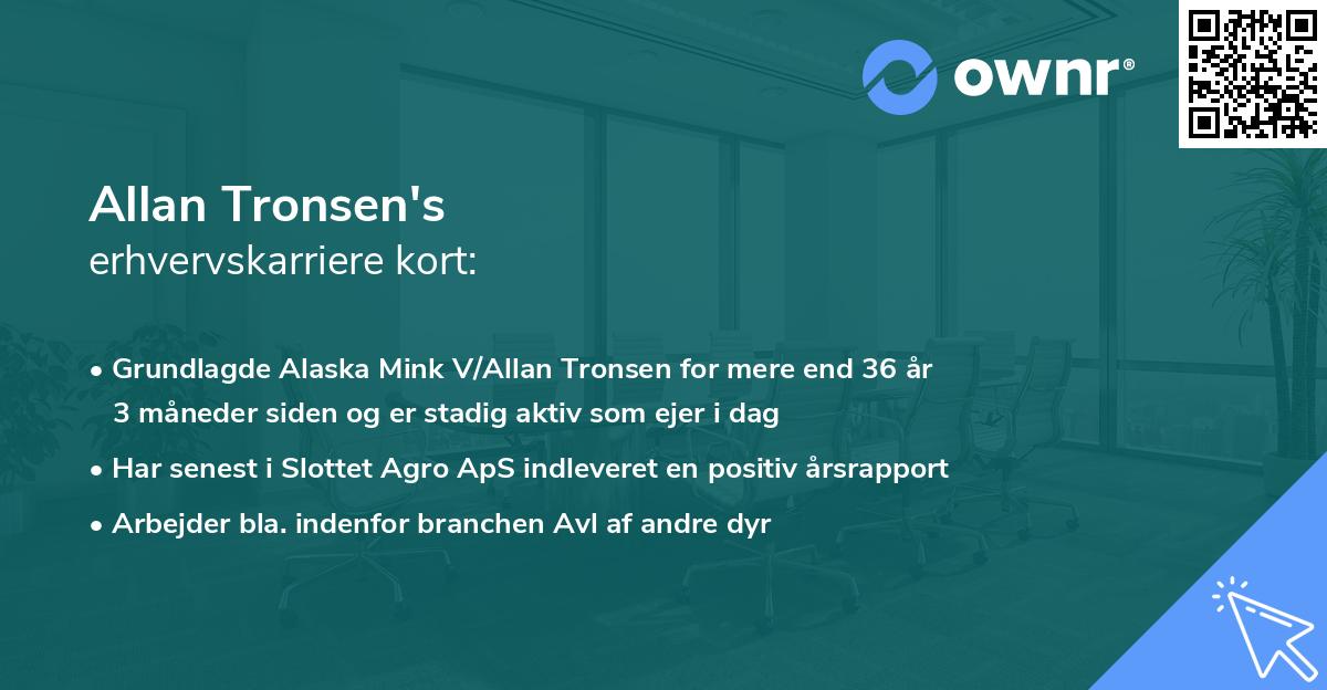 Allan Tronsen's erhvervskarriere kort