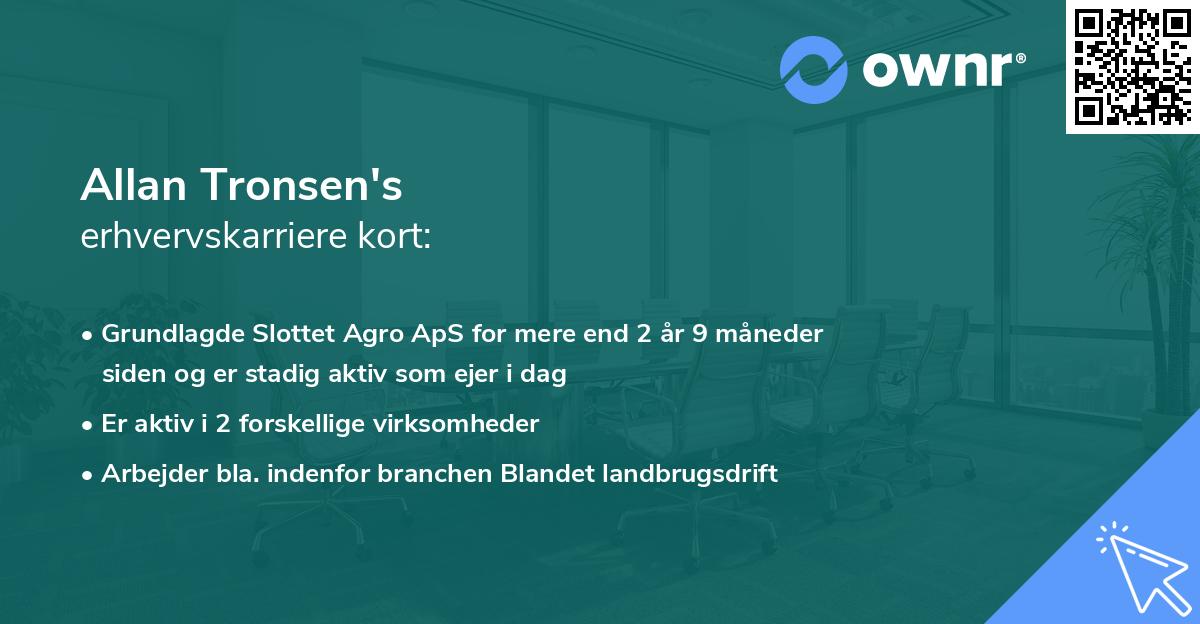 Allan Tronsen's erhvervskarriere kort